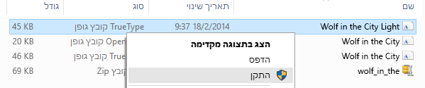התקנת פונטים